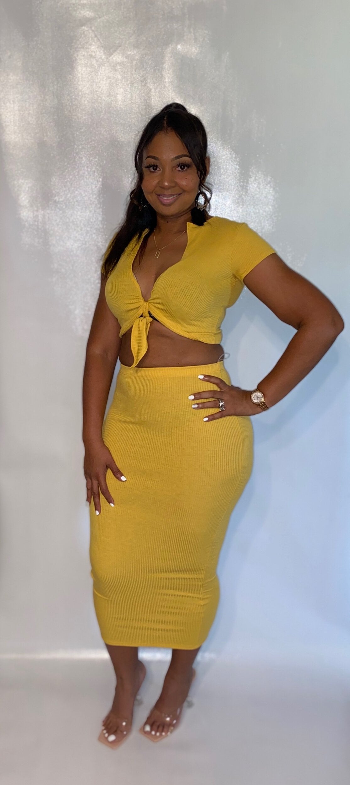 Sexy Mustard Skirt Set