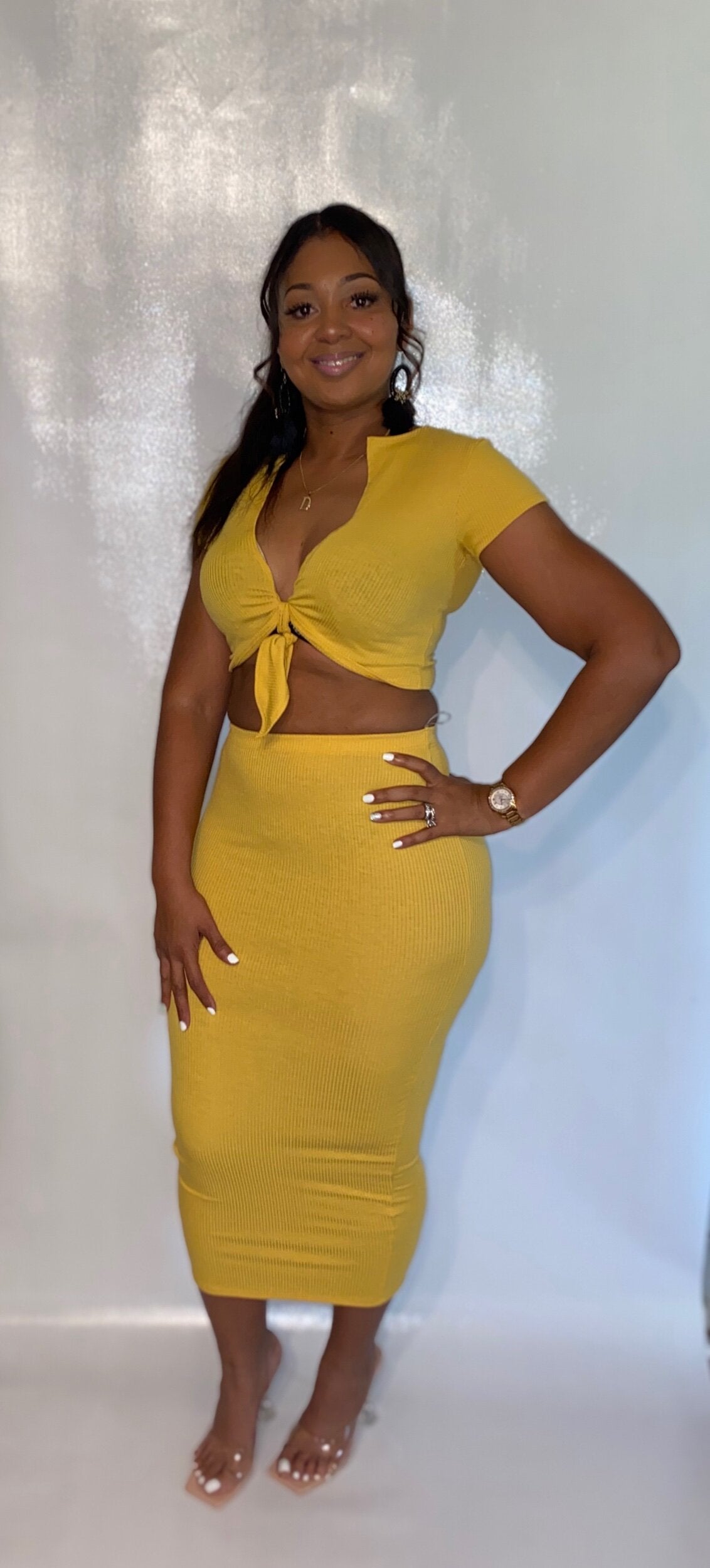 Sexy Mustard Skirt Set